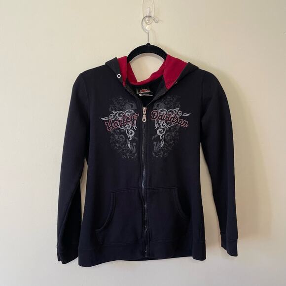 Harley Davidson Tops - Harley Davidson S full zip hoodie biker motorcycle black red Williamstown, WV